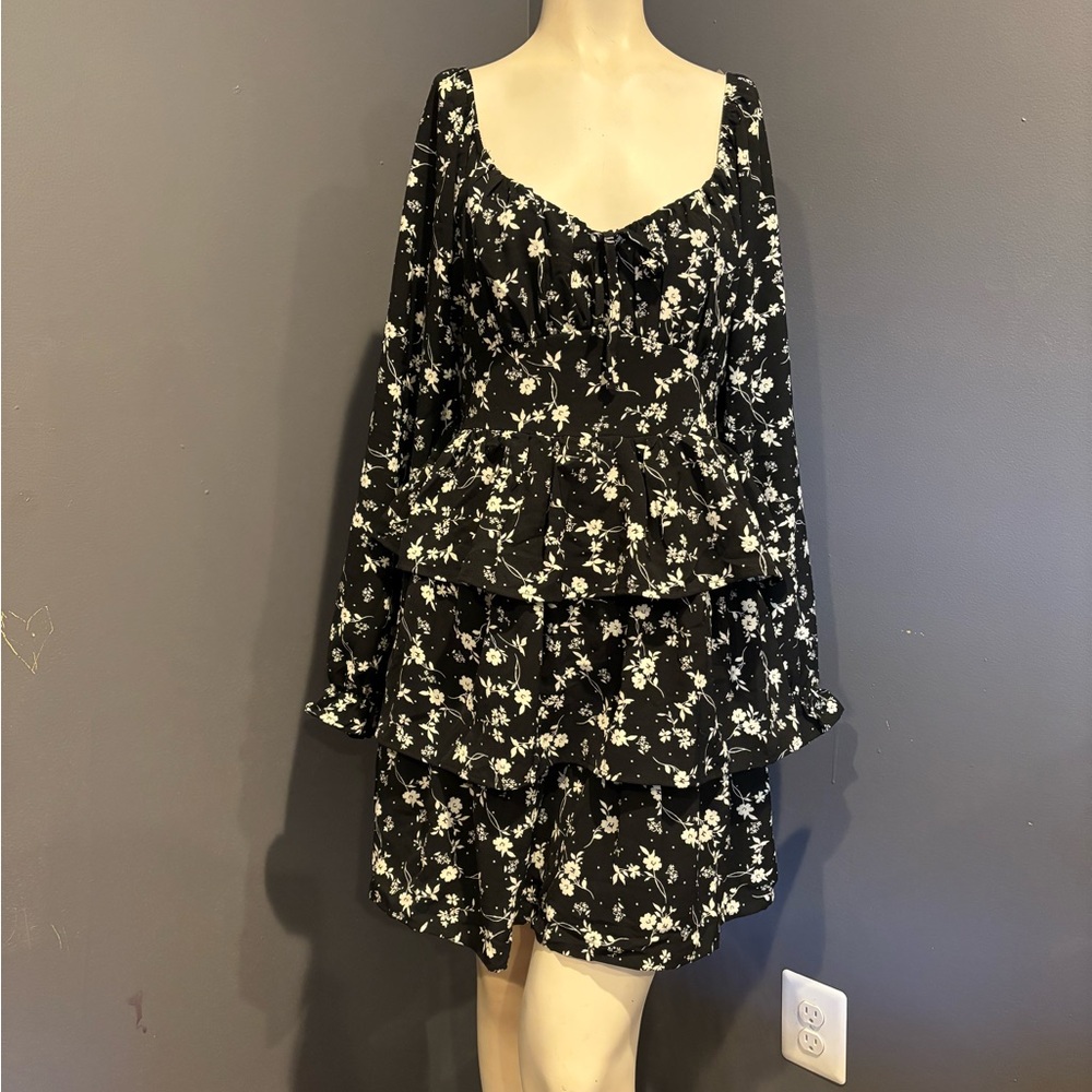 Inspired Hearts Black and White Bishop Sleeve Sundress